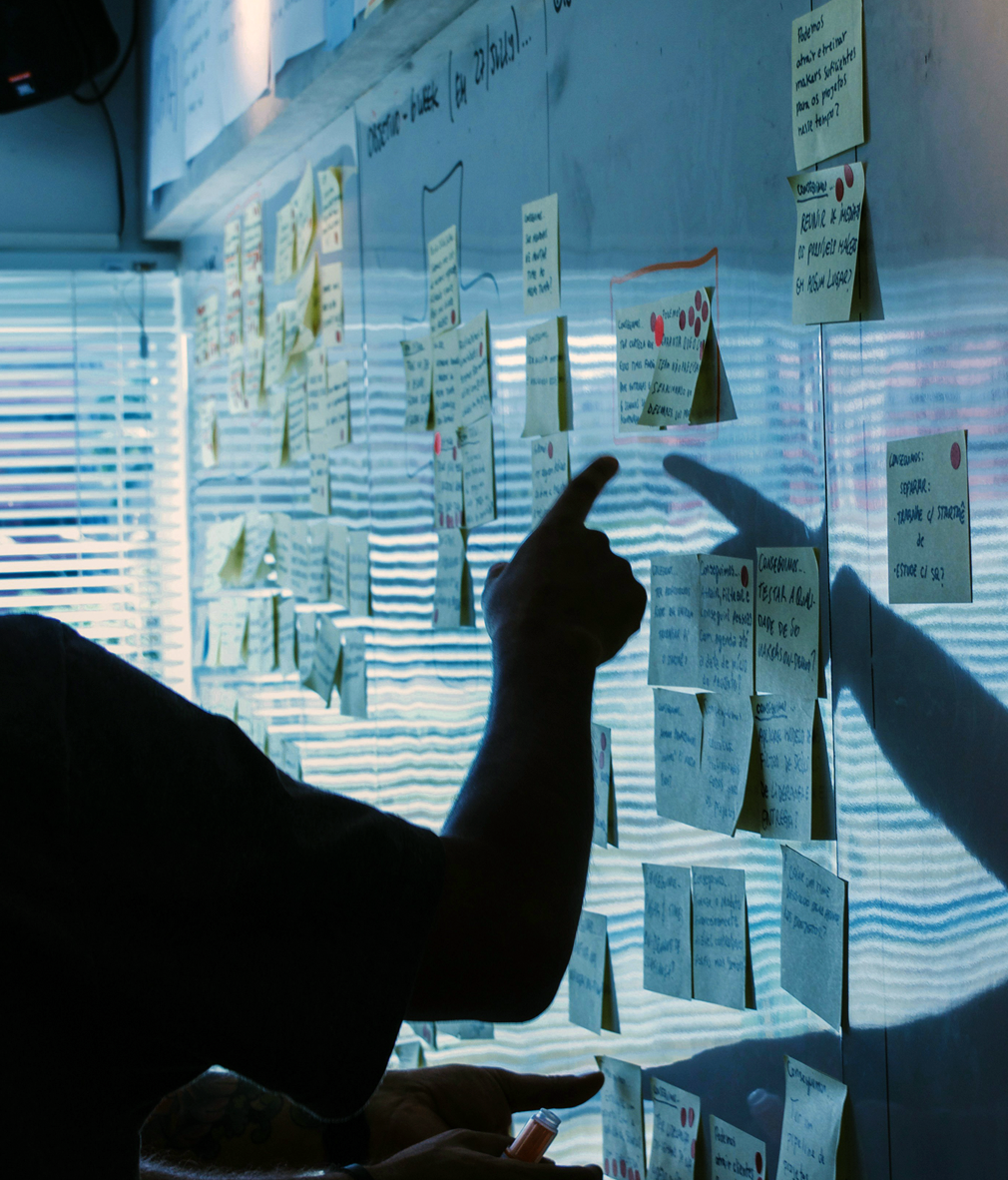 The point finger into the board